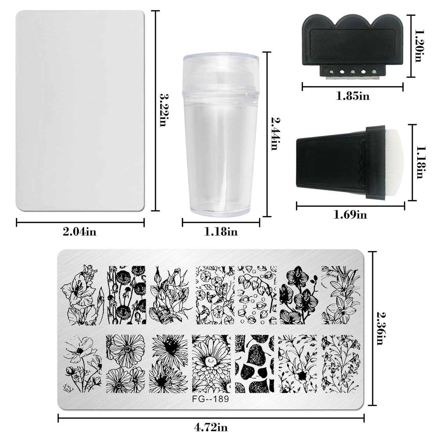 AddFavor Nail Stamper Kit - 7pcs Flower Leaves Stamping Plate with Silicone Stamper and Scraper, Animal Image Nail Stencils, Design Supplies