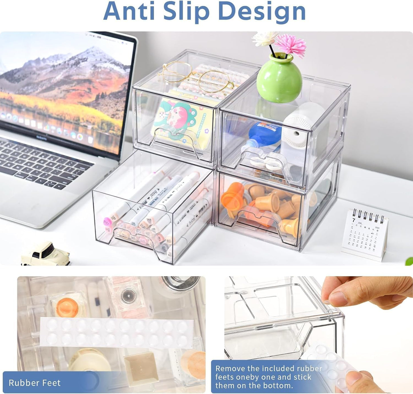 Plastic Drawers Storage, 8 Pack Clear Stackable Storage Drawers, Acrylic Storage Bins with Drawers for Fridge Organizers, Small PlasticDrawers Stackable for Makeup Organizers Cosmetic Display