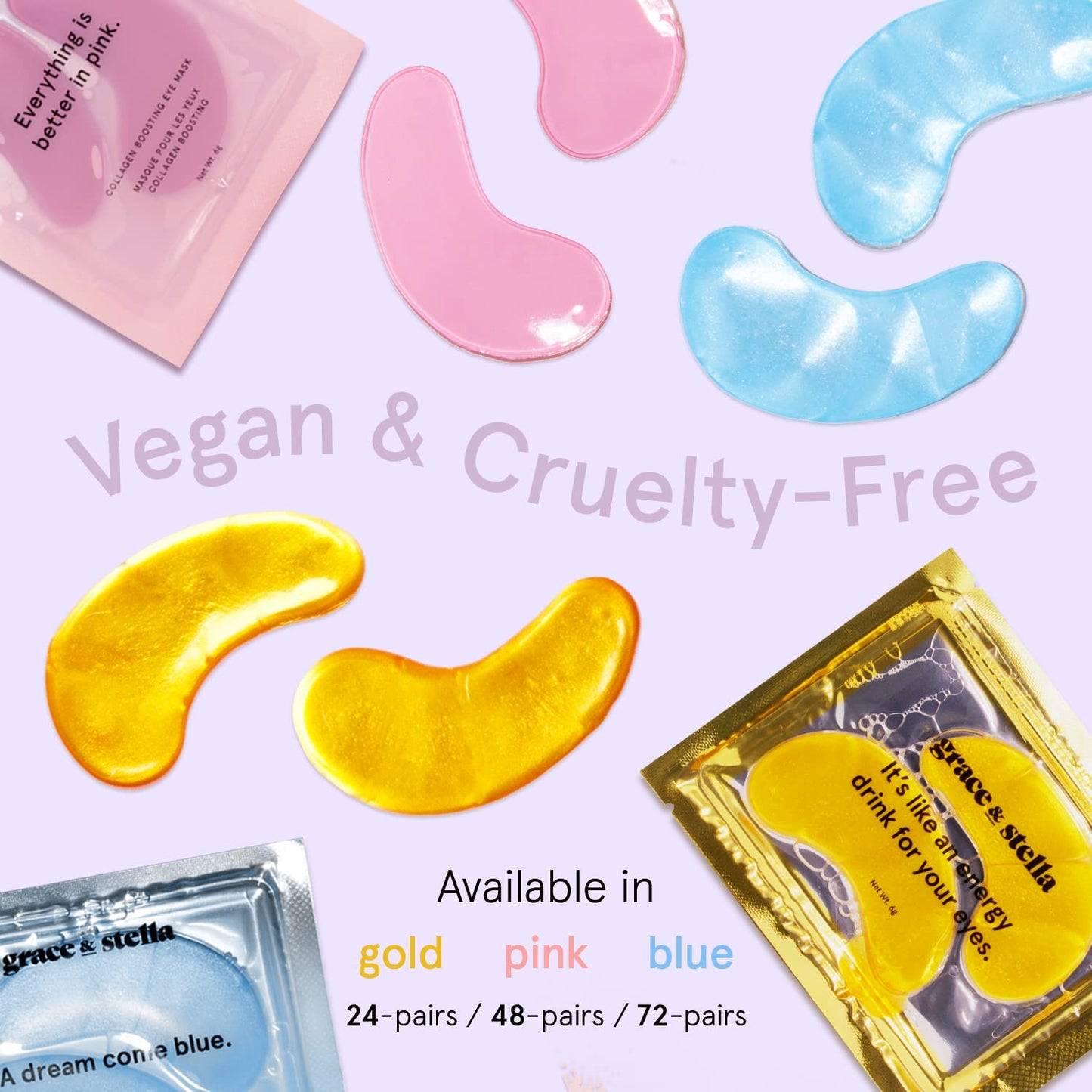 grace & stella Award Winning Under Eye Mask Reduce Dark Circles, Puffy Eyes, Undereye Bags, Wrinkles, Gel Under Eye Patches, Birthday Gifts for Women - Vegan Cruelty-Free Self Care (48 Pairs, Blue)