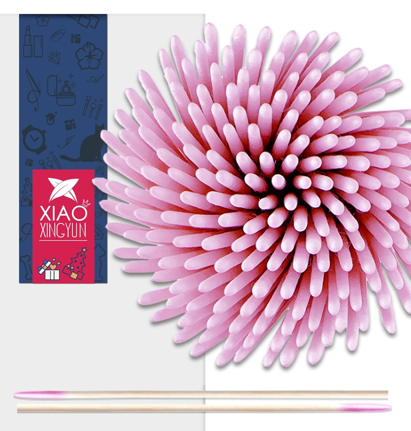 1000PCS Pointed Cotton Swabs - Precision Tip Cotton Swabs - 4 Inch Microblading Cotton Swabs - Microblading Cotton Buds for Eyebrow Eyelash Extensions, Makeup, Nails, Tattoo Permanent Supplies(PINK)