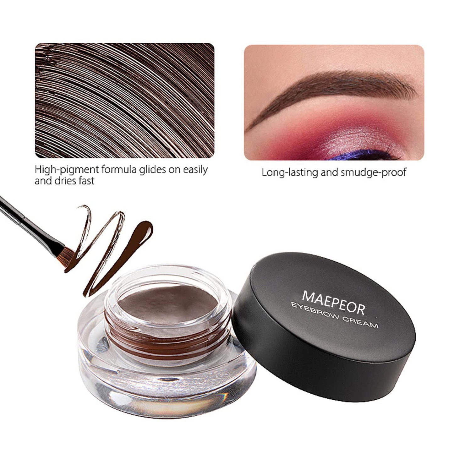 MAEPEOR 12 Colors Eyebrow Pomade Full-pigmented Long Lasting Waterproof Eyebrow Cream Gel Filling & Shaping Tinted Eyebrows Enhancers with Brush for Daily or Cosplay (03 Walnut)