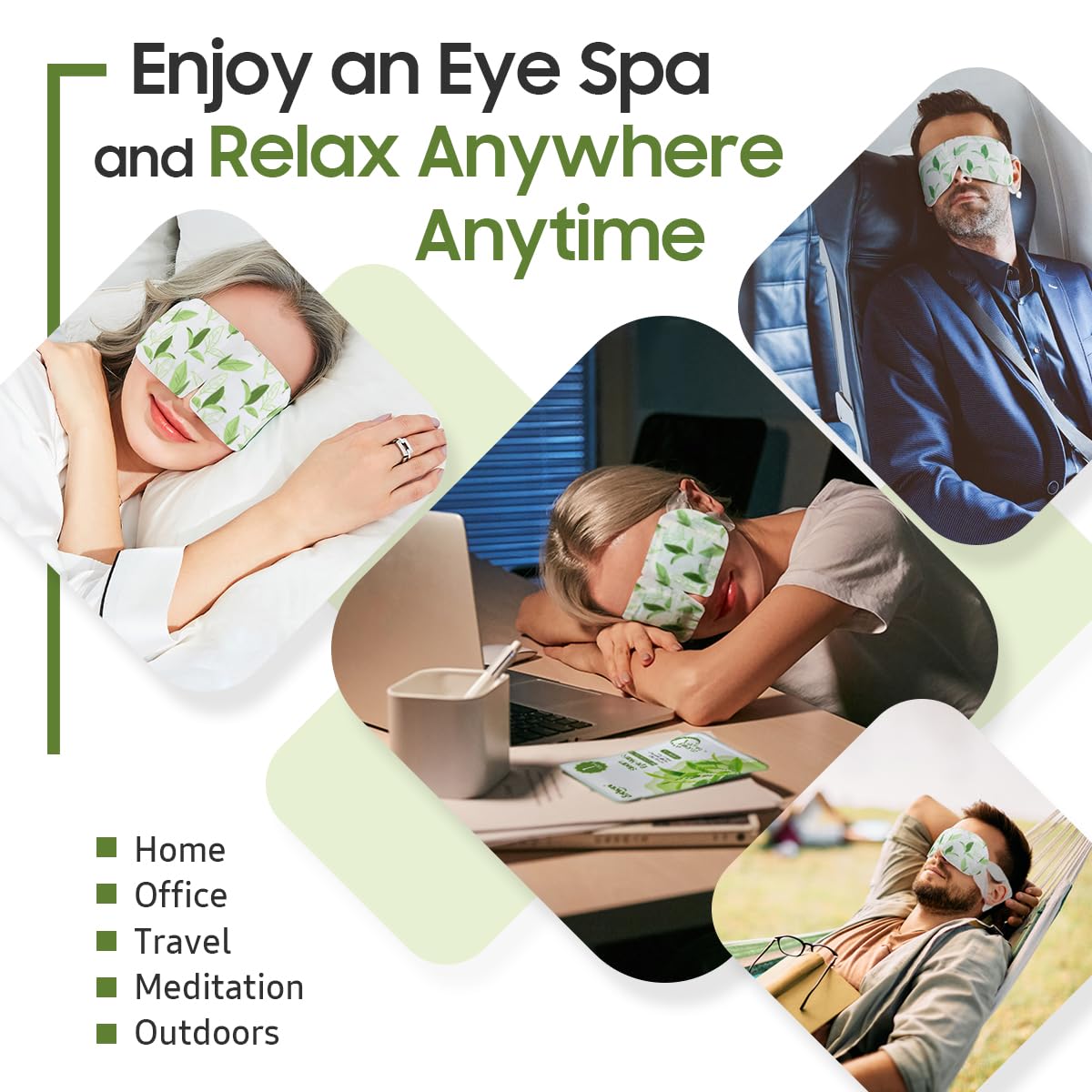 Steam Eye Mask, 10 Packs Heated Eye Mask, Self Heating Disposable SPA Warm Compress for Eyes Sleep Mask, Soothing Moist Heat Eye Masks, Travel Essentials & Relaxation Gifts (Green Tea Scent)
