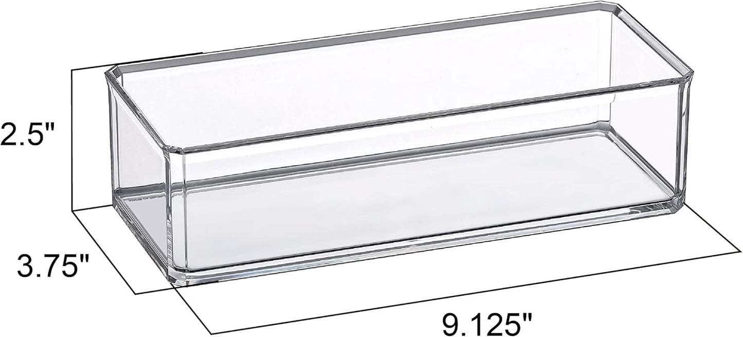 Amazing Abby - Glamour - 2-Pack Acrylic 1-Compartment Makeup Organizer, Transparent Plastic Lipstick Holder, Perfect Bathroom Vanity Storage Solution for Lipsticks, Nail Polishes, and More