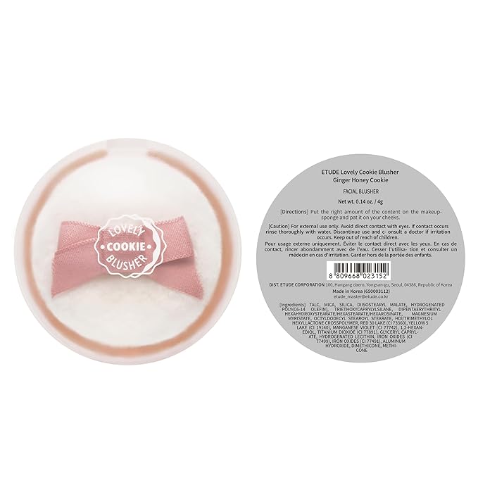 ETUDE Lovely Cookie Blusher #BE101 Ginger Honey Cookie 4g | Glowing & Natural Powder Blush with Long-Lasting Sebum Control | Easy Application | Puffy Cushion for a Lovely Makeup Look
