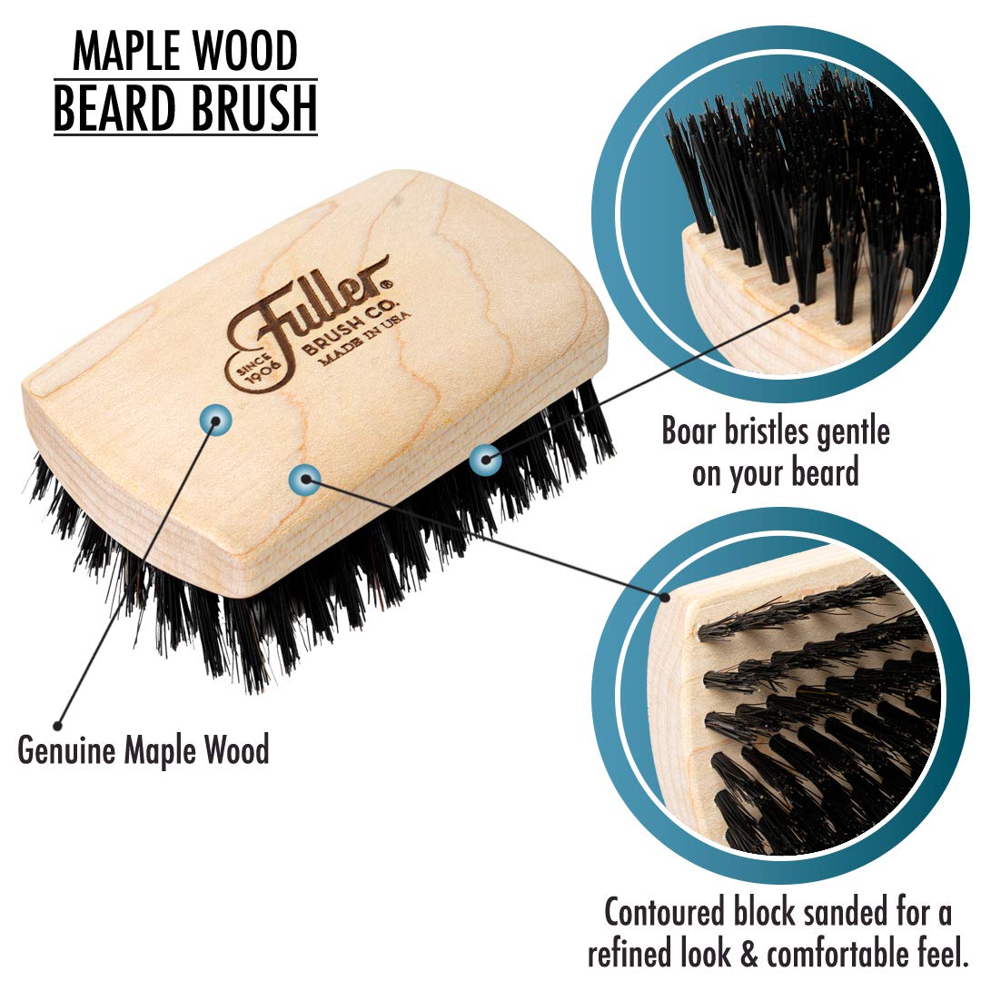 Fuller Brush Beard & Mustache Brush – Natural Boar Bristles for Gentle Grooming & Styling – Maple Wood Handle – Comfortable Grip – Ideal for All Beard Types & Lengths