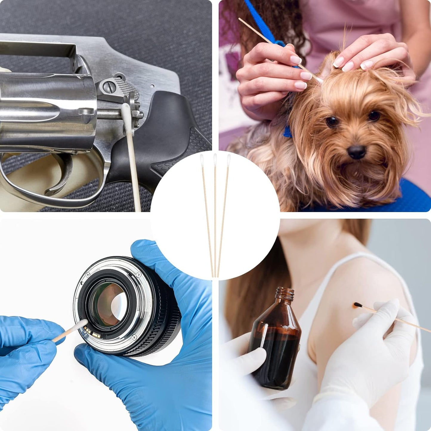 300 Pcs Cotton Swabs Set For Pet Owners, 100 Pcs 6 Inch Long Cotton Swabs & 200 Pcs Cotton Swabs, Pet Supplies For Dogs Cats, Eyes Ears & Nose Cleaning Solution