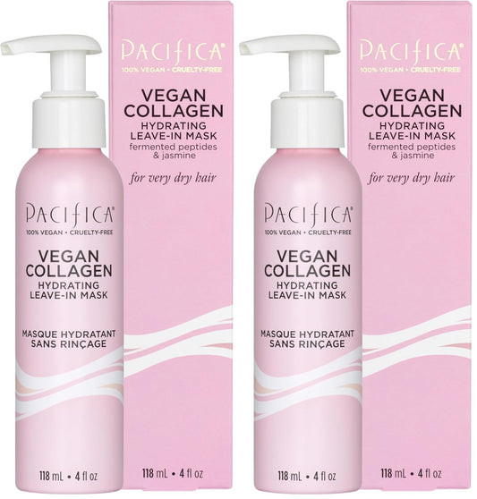 Pacifica Vegan Collagen Leave-In Repair Hair Mask – Leave-In Conditioner Treatment for Dry Damaged Hair, Hydrating Hair Repair Mask to Strengthen, Reduce Breakage & Split Ends Vegan & Cruelty-Free 4oz