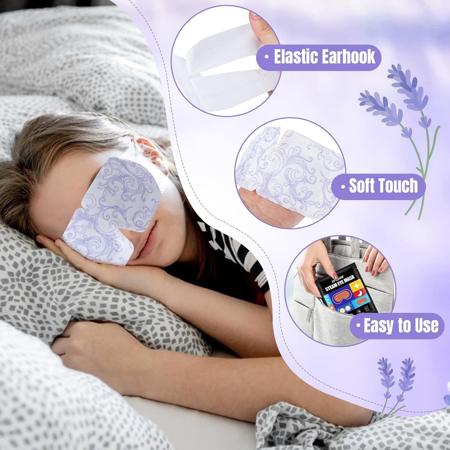 XPCARE 16 Pack Steam Eye Masks for Dry Eyes, Heated Eye Mask Warm Compress for Eyes,Disposable Heated Eye Mask for Dark Circles, Puffy Eyes, Relief Stress Eye Fatigue(Lavender)