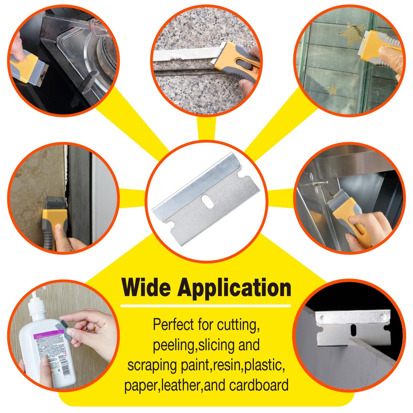 Great Andrew Single Edge Razor Blades, 300 Pack Straight Edge Razor Blade Safety Refills Blades Scraper for Box Cutting, Crafts, DIY, Heavy Duty & Industrial Use