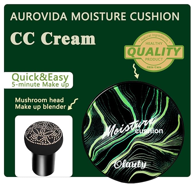 Moisture Cushion CC Cream Foundation for Mature Skin - Flawless Concealer BB Cream with Mushroom Head, Long-Lasting Waterproof Air Cushion CC, Natural honey and pine Makeup cream, Even Skin Tone๏ผ03#๏ผ