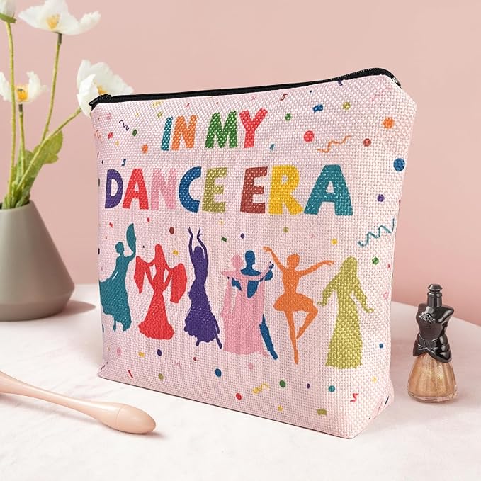 My Dance Era Canvas Zipper Cosmetic Bag, Small Makeup Bag for Women, Friends, Daughter, Sister for Dancers, Dancer Birthday Gifts for Girls (Pink)
