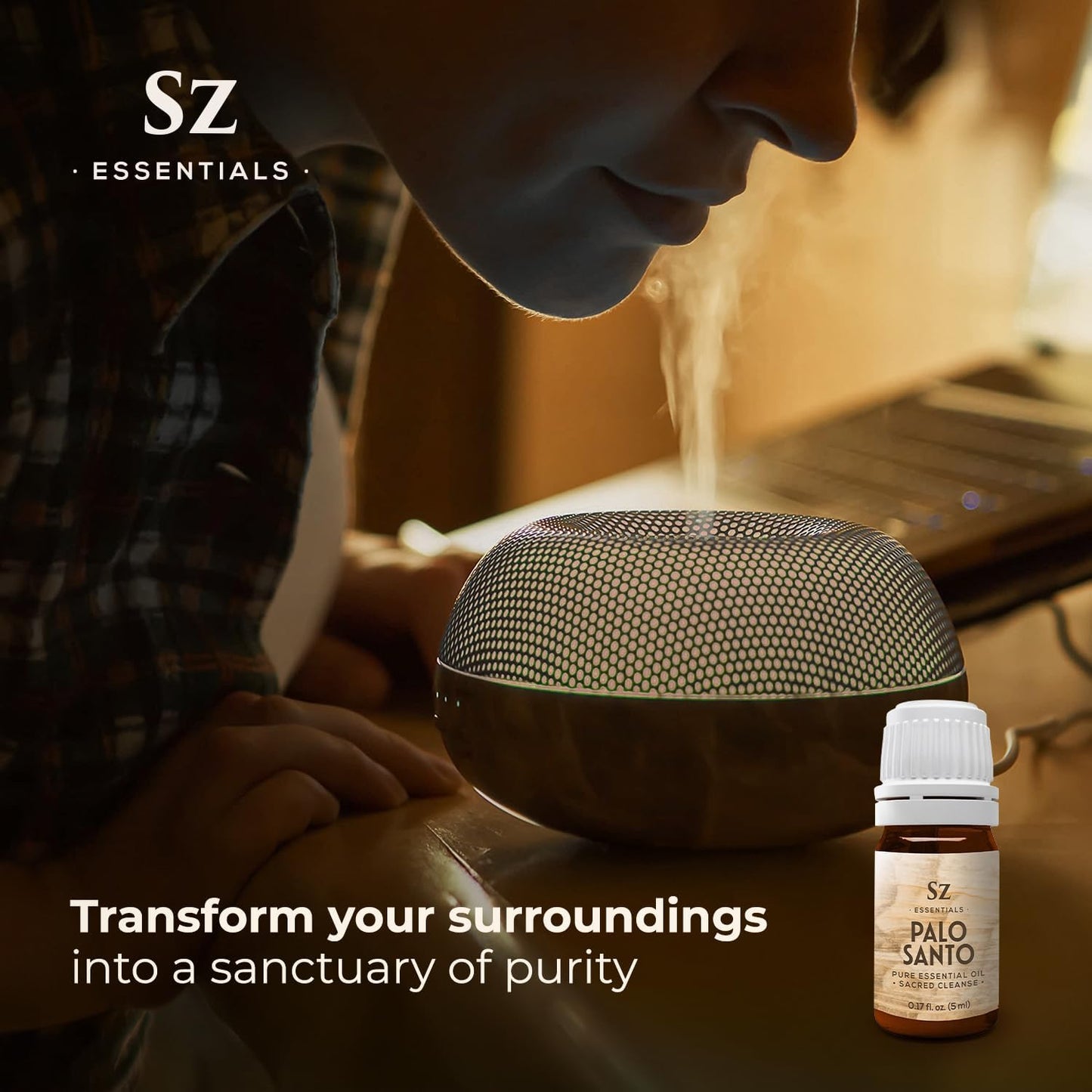 Palo Santo Essential Oil – 100% Pure – Ethically Sourced from Peru – Sacred Oil for Ritual Use, Spiritual Cleansing & Energy Clearing – Bursera graveolens – Vegan – 0.17 fl oz (5mL)