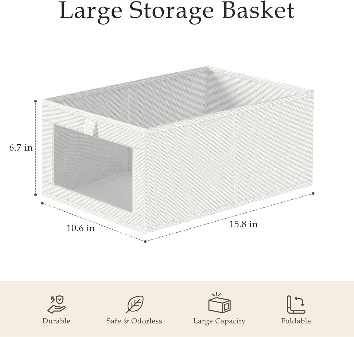 Criusia 6 Pack Linen Closet Organizers and Storage, Large Linen Closet Baskets for Organization, Foldable Storage Containers for Clothing, Towels, Jeans, Books, Shelves, White