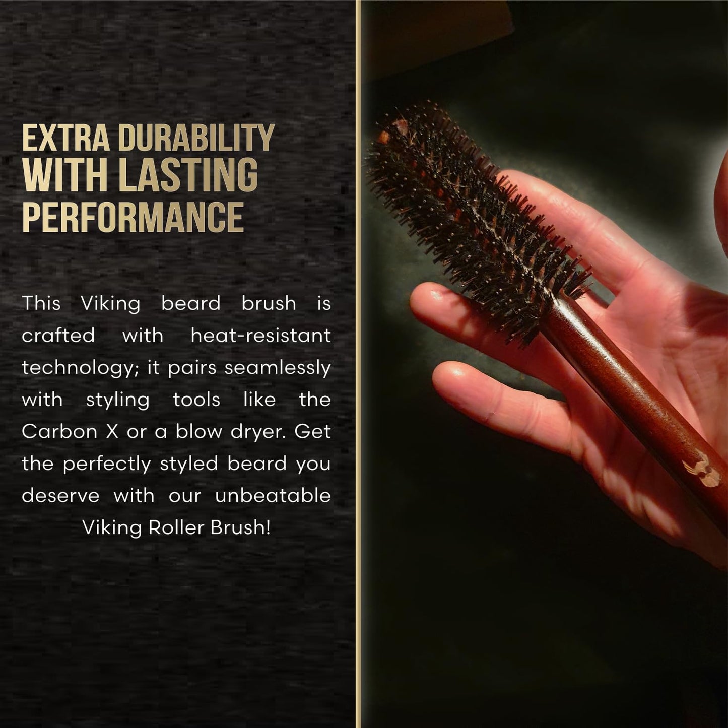 The Beard Struggle Viking Roller Brush - Heat-Resistant Round Hair Brush for Styling Hair or Beard - Reduce Frizz & Tangles - Beard Brush for Men
