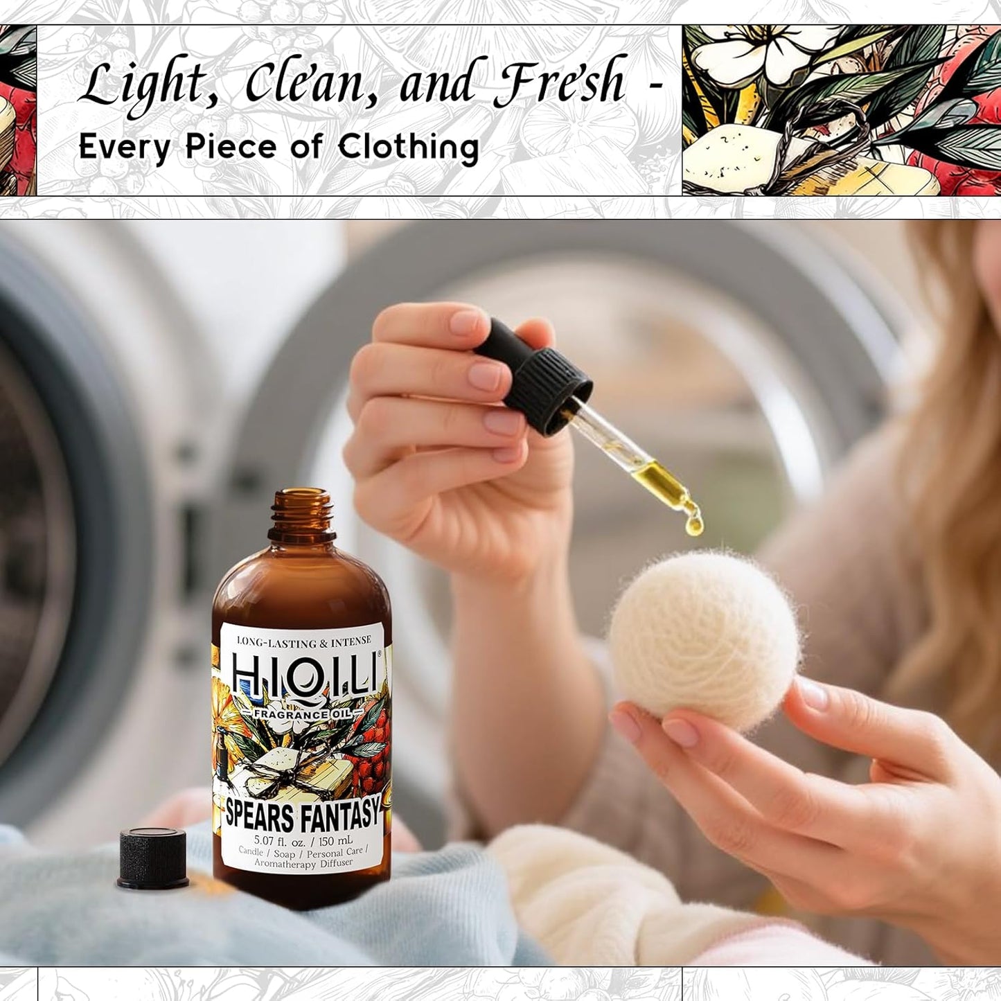 HIQILI Spears Fantasy Fragrance Oil for Home Diffuser, White Chocolate & Cupcake Scents, DIY Soap, Candle, Perfume Making, Long Lasting - 5.07 Fl Oz