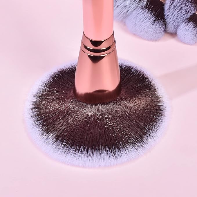 Bueart Design Labeled 30Pcs Professional Deluxe Makeup Brushes set with Extra large holder case for Foundation Face Blending Blush Concealers Eyeshadow