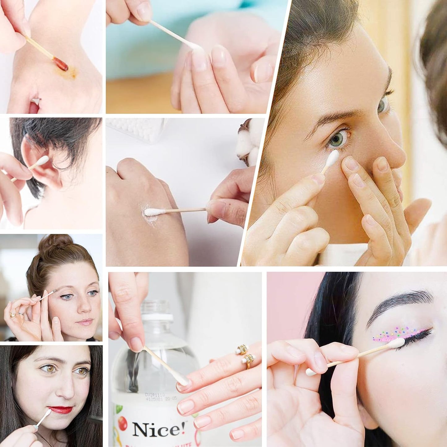 Cotton Swabs 2000ct(20 Pack),Double-Tipped Cotton Buds,Cotton Swabs with Wooden Sticks,Cotton Swabs for Ears,Makeup,Daily Cleaning