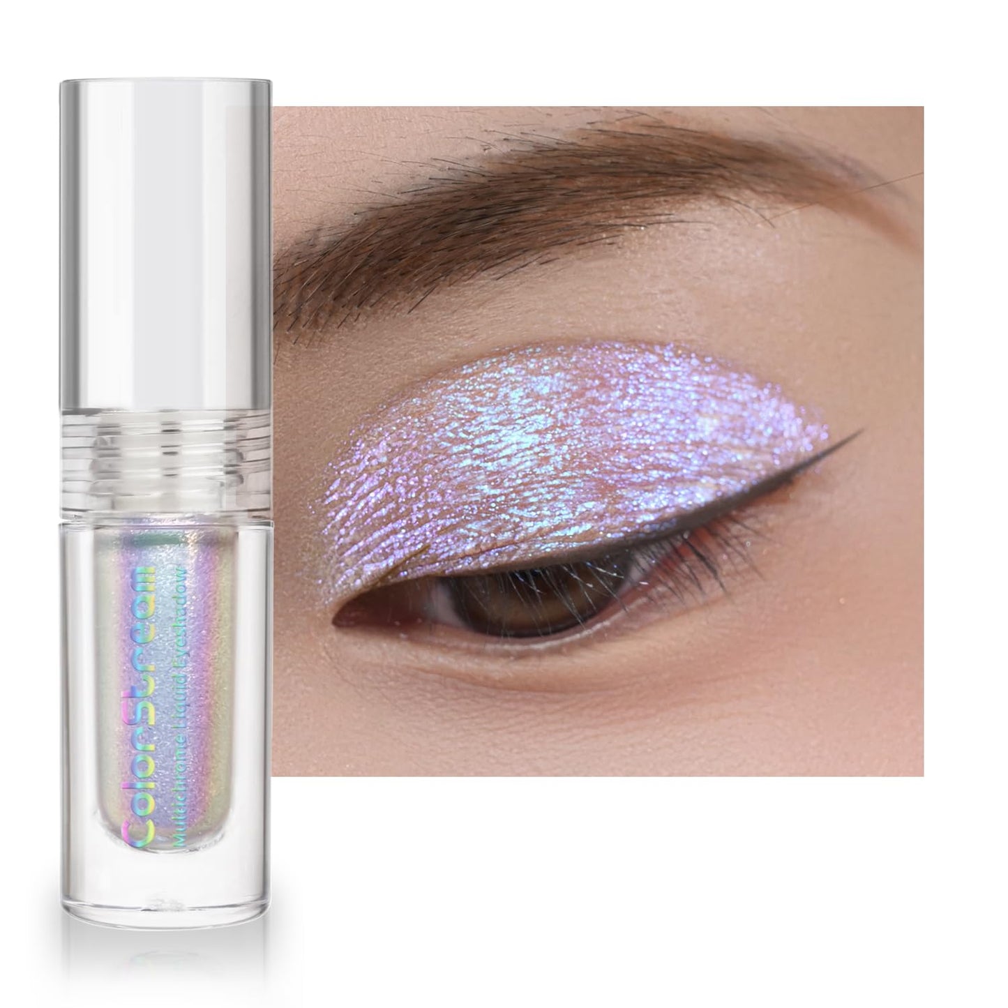 CHARMACY Multichrome Glitter Liquid Eyeshadow, Chameleon Shifting Color, Holographic Metallic Eyeshadow, Long-Lasting Wear, Vegan Eye Topper for Party, Daily Makeup #08