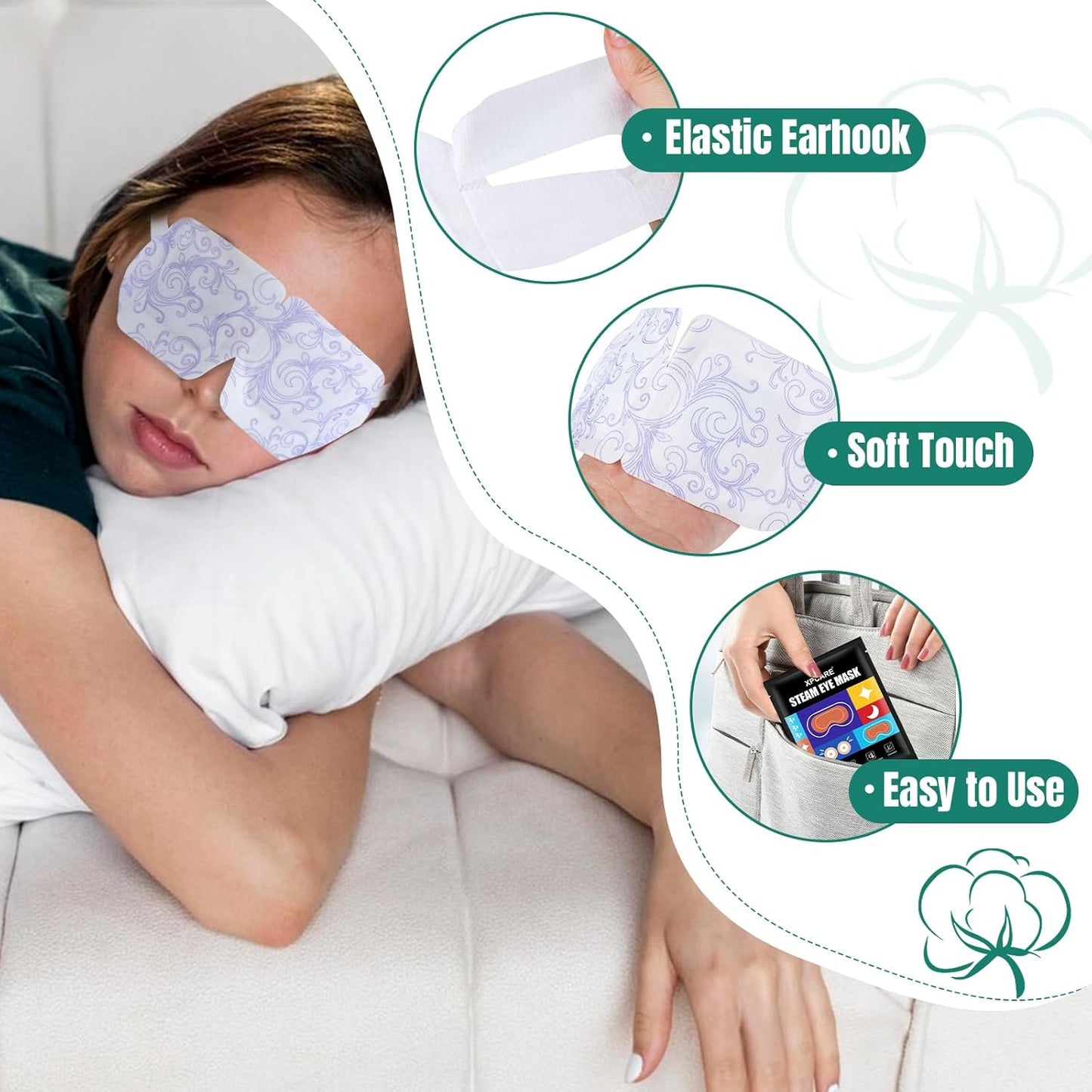 XPCARE 16 Pack Steam Eye Masks for Dry Eyes, Heated Eye Mask Warm Compress for Eyes,Disposable Heated Eye Mask for Dark Circles, Puffy Eyes, Relief Stress Eye Fatigue(Unscented)