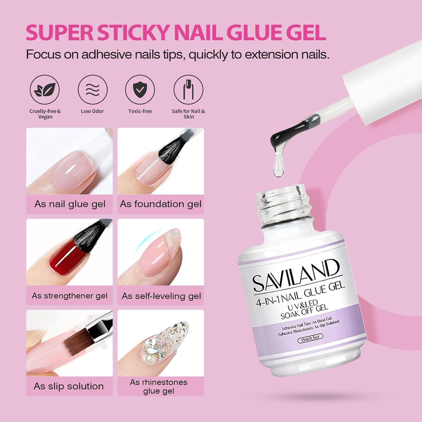 SAVILAND Almond Gel Nail Kit - Nail Drill with U V Lamp for Nails 500PCS Almond Nail Tips Gel Nail X Kit Easy Use Manicure Tool for Manicure Design at Home DIY Salon Gift for Women