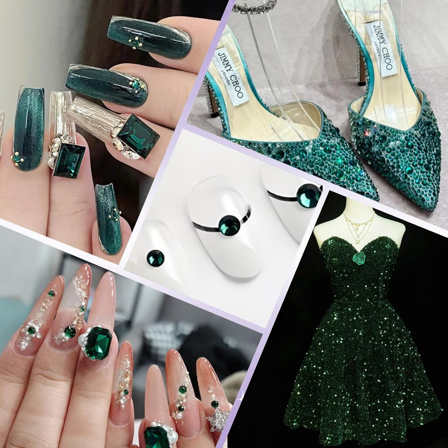 5000PCS SS6 Flatback Rhinestones | 12-Facet Diamond-Cut Glass Gems for Nail Art, Clothing, DIY Crafts |Glue-On Decoration Stones with Silver Backing(Emerald)