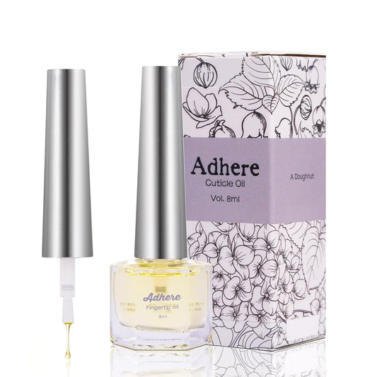 ADHERE Cuticle Oil for Nails Professional Nail Oil 8ML, Jojoba Nail Cuticle Oil Contains Vitamins with Soft Brush, for Nourishing, Hydrating, Dry Rough Nail Care Repair Essential Nail Care(Milky)