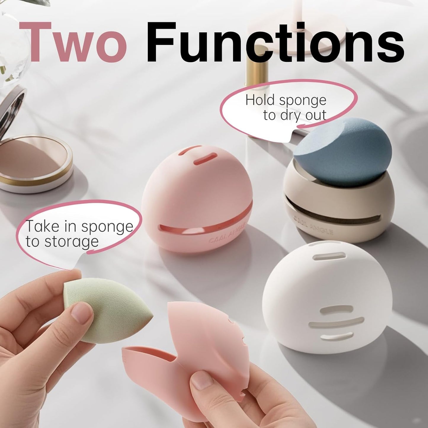 Silicone Makeup Brush Holder And Beauty Sponge Case, Travel Makeup Brush Case With Magnetic Closure, Makeup Sponge Holder 2 In 1 Stand Storage For Quick Drying White