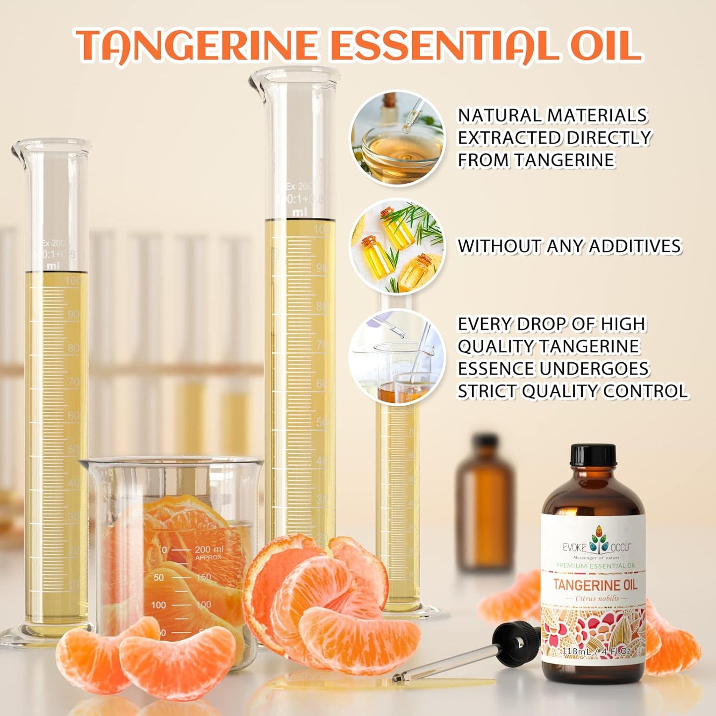 EVOKE OCCU Tangerine Essential Oil for Diffuser Fragrance DIY Candle Soap Making - 4 FL Oz