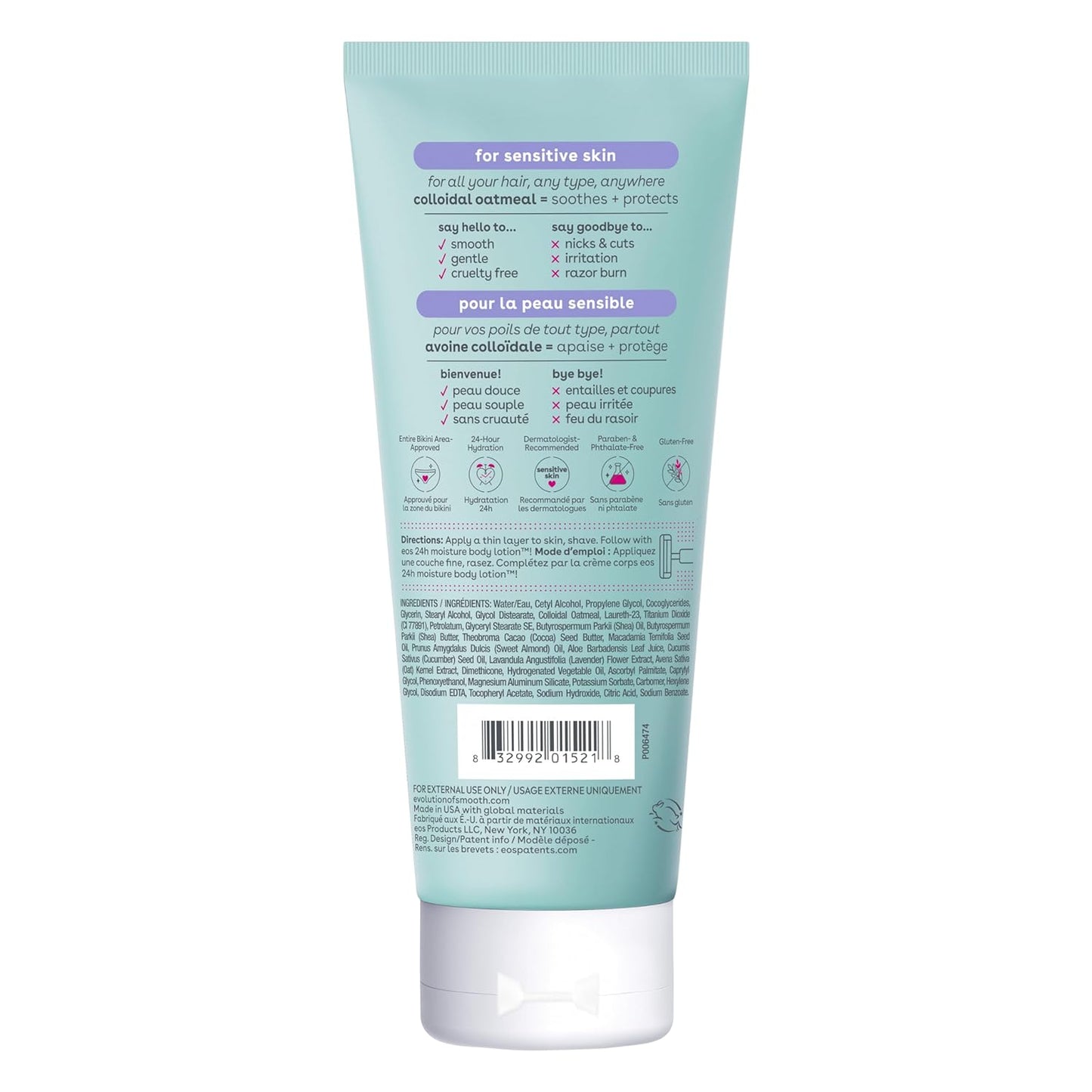 eos Shea Better Sensitive Skin Women's Shave Cream- Fragrance-Free, 2-pack of 7 oz containers