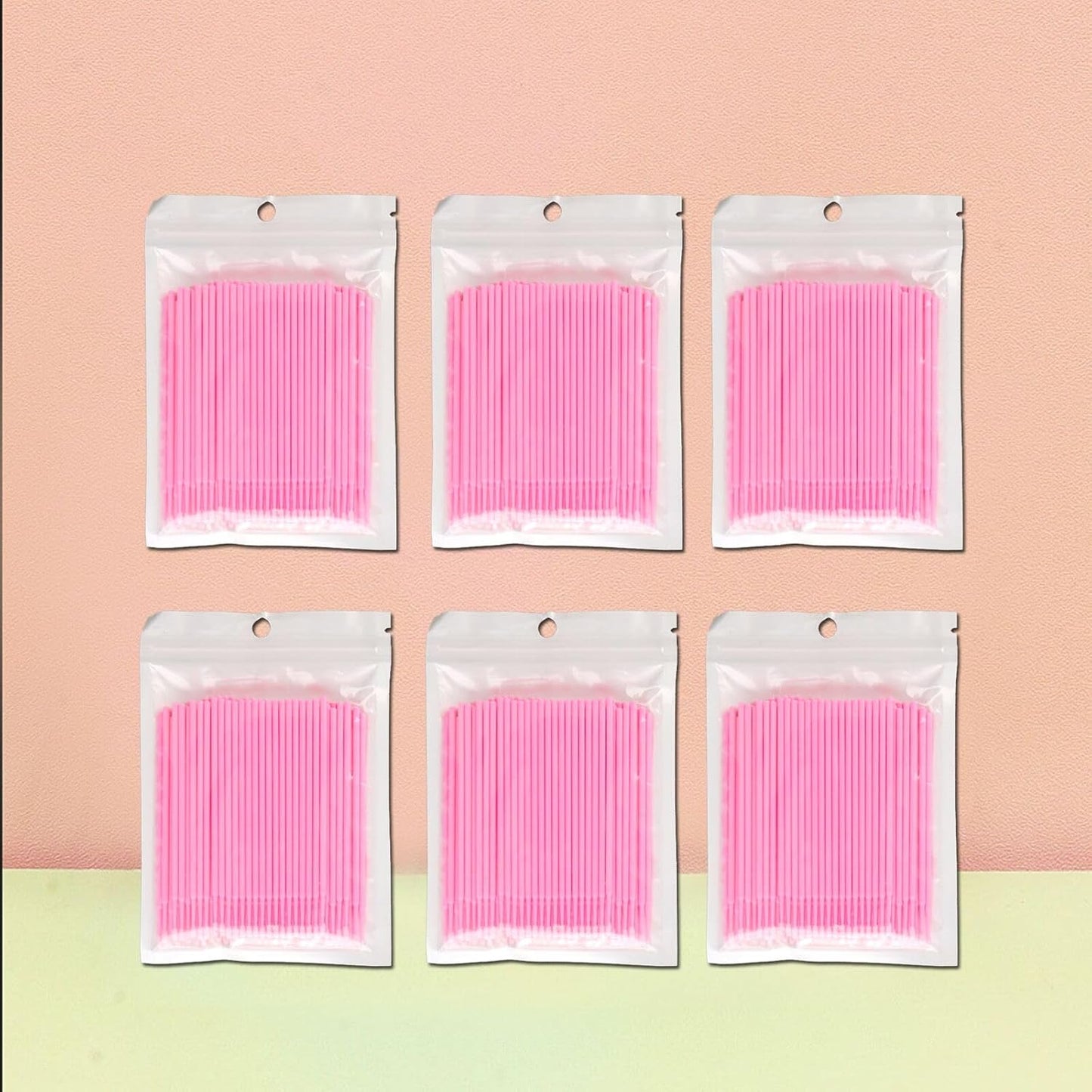 600PCS Microswabs for Eyelash Extensions,Disposable Micro Applicators Brush for Cleaning and Applying Make-up Pink (Head Diameter: 2.0mm)