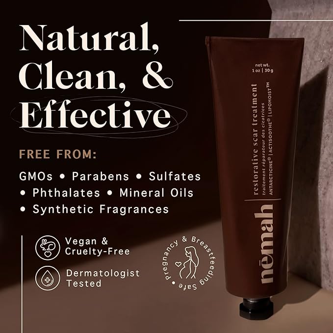 Nemah - C section scar treatment Cream, Natural Scar Cream for Healing Postpartum Scar, Blemishes & acne scar treatment, egan Scar Removal Cream with Marine Actives, Mushroom Extract, and More, 30 g