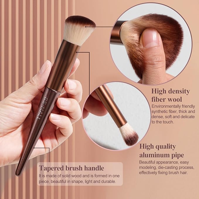 BS-MALL Makeup Brush Set 18 Pcs Premium Synthetic Foundation Powder Concealers Eye shadows Blush Makeup Brushes with black case (B-Brown)