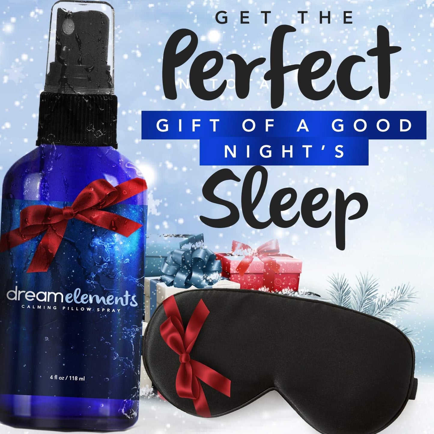 Silk Eye Mask Bundle with Pillow Spray - 100% Pure Mulberry Silk Sleeping Mask and Calming Pillow Mist (2 Items) Plus Foam Ear Plugs and Anti Snoring Nose Clip