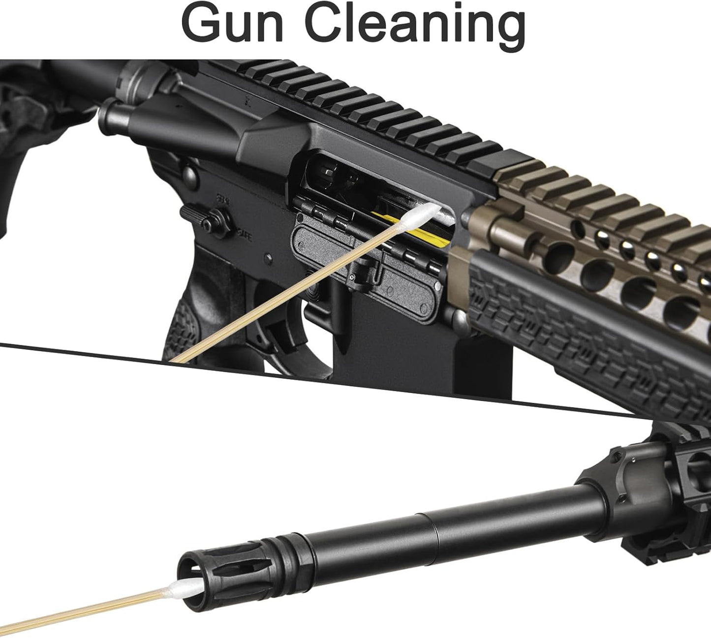 Gun Cleaning Swabs, Dual - Ends Tips, 6 Inch Gun Cleaning Supplies, Long Cotton Swabs with Bamboo Sticks in A Storage Case for Gun Cleaning and Maintenance