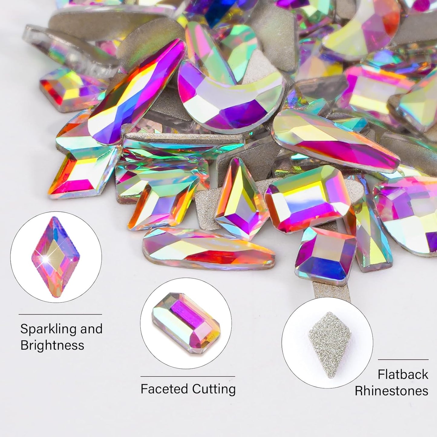 Canvalite 2518Pcs Rhinestones Nail Gems, 12 Styles 3D Glass AB Crystals Charms Shiny Multi Shape Flatback Nail Rhinestones for Nail Art with Picker and Tweezers for DIY Nail Art