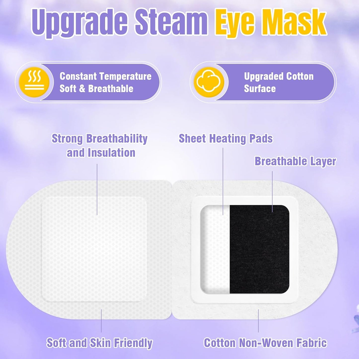 XPCARE 16 Pack Steam Eye Masks for Dry Eyes, Heated Eye Mask Warm Compress for Eyes,Disposable Heated Eye Mask for Dark Circles, Puffy Eyes, Relief Stress Eye Fatigue(Lavender)