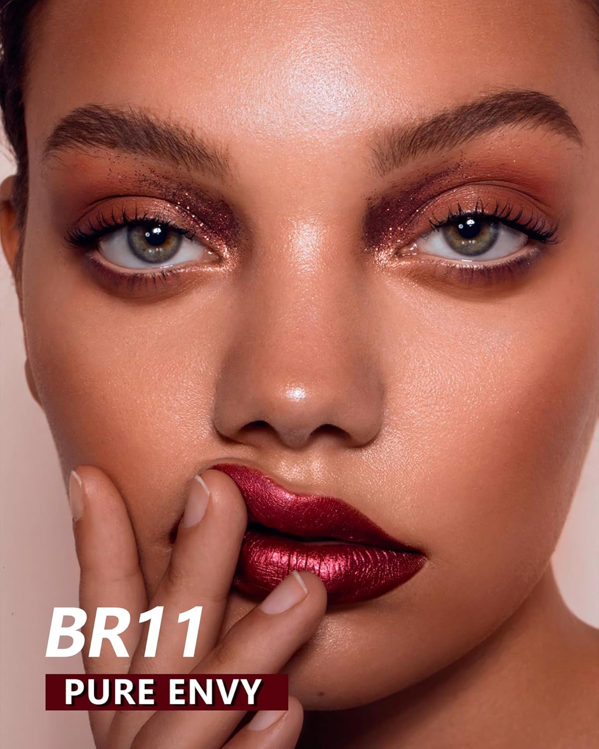 MAKI YIKA 3Pc Metallic Lipstick Long Lasting Nude Pink Red Glitter Lipsticks High Shine Lipstick No Smudge No Transfer Liquid Lip Gloss (Nude/Pink/Red)