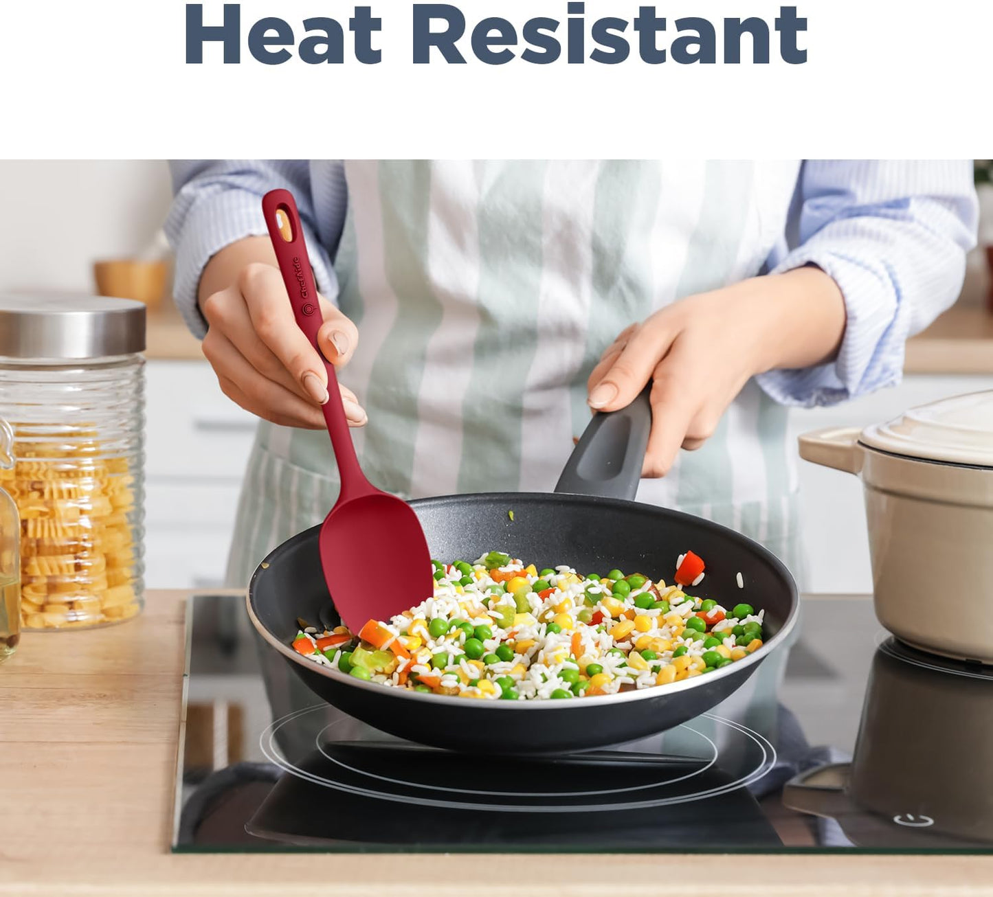 5 Pieces Silicone Spatula Set, Food Grade Rubber Spatula, Upgrade Strong Handle with Ergonomic Grip, Heat Resistant Up to 600°F for Nonstick Cookware, Cooking Red