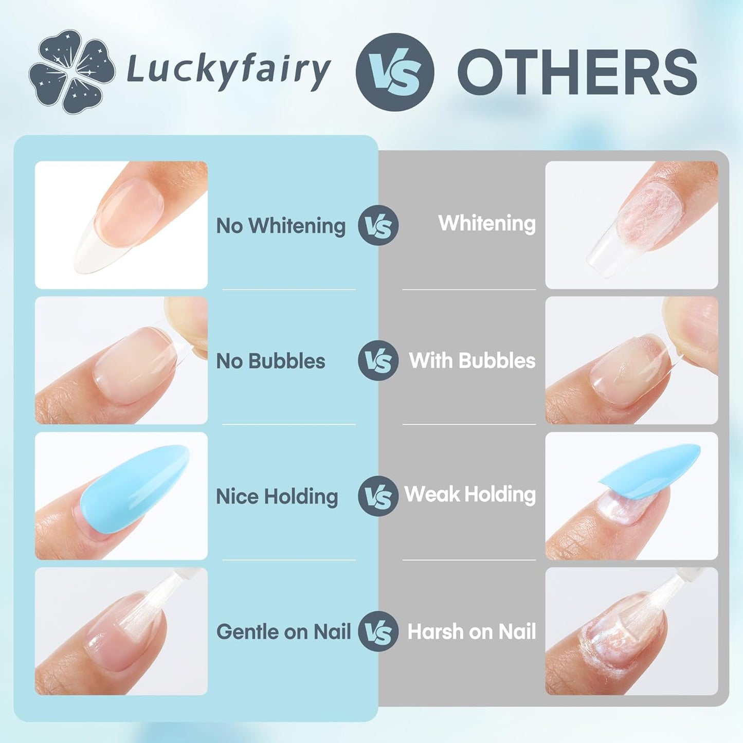 Super Strong Nail Glue 10ML for Press On Nails - No UV Light Needed, Brush On Bond for Acrylic Tips, Long Lasting Professional 0.33oz