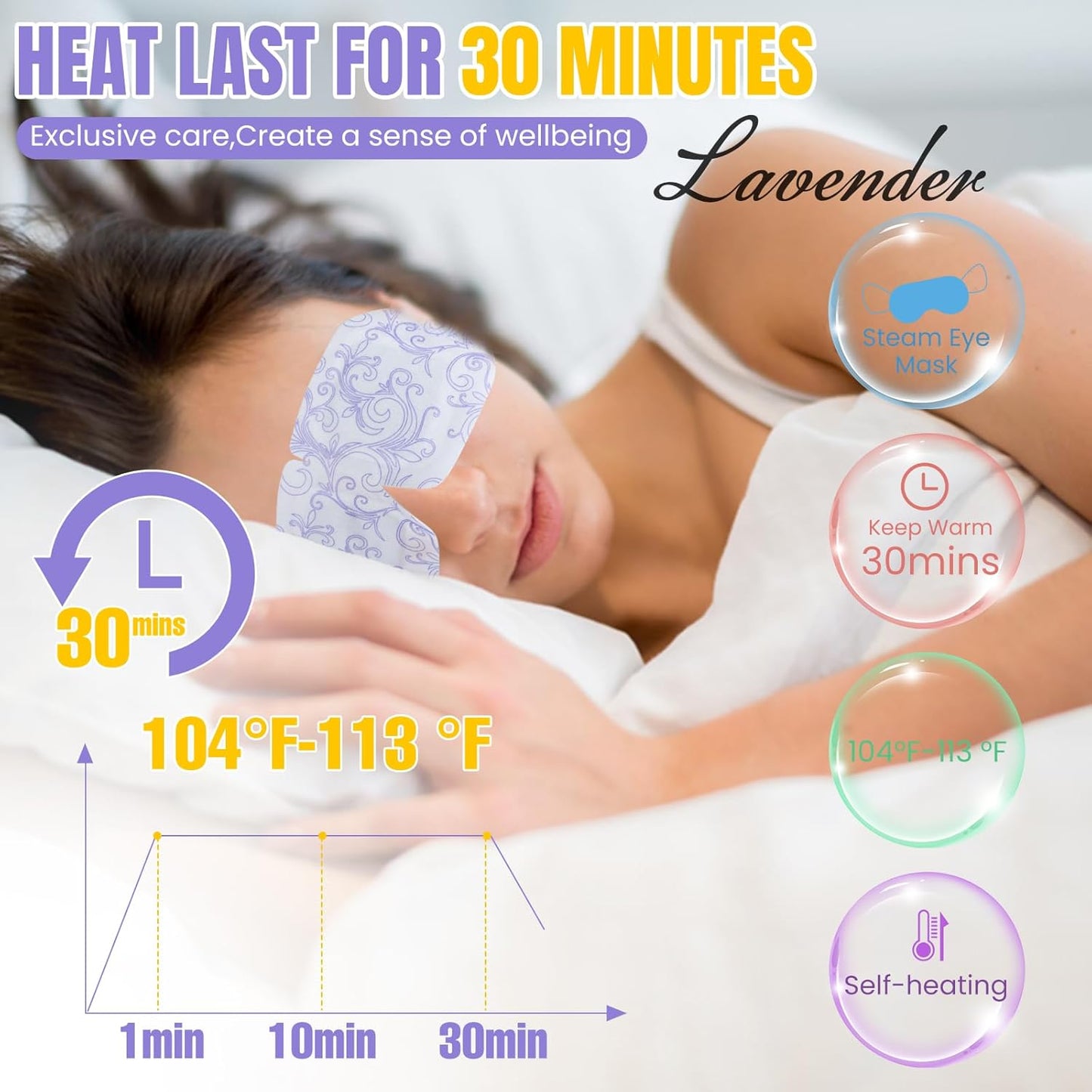 XPCARE 16 Pack Steam Eye Masks for Dry Eyes, Heated Eye Mask Warm Compress for Eyes,Disposable Heated Eye Mask for Dark Circles, Puffy Eyes, Relief Stress Eye Fatigue(Lavender)