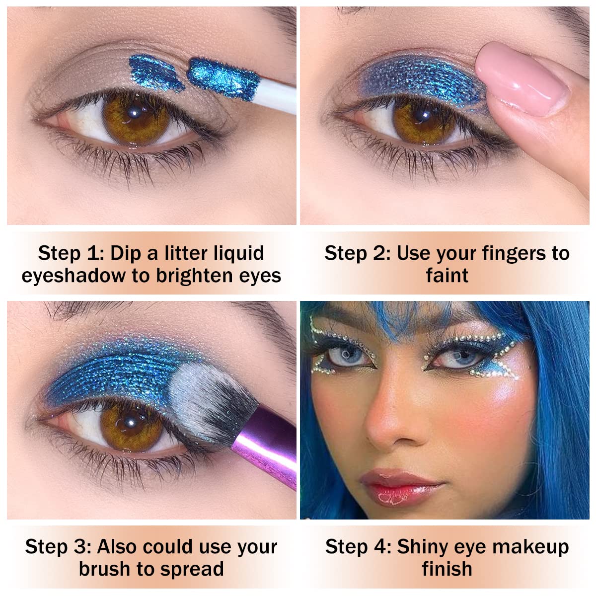 Oulac Liquid Glitter Eyeshadow - Black Shimmer Eyeshadow & Liquid Eyeliner - Non-sticky One-Swipe Coverage with Quick-Drying Crease-resistant Formula. Vegan & Cruelty-Free (12)