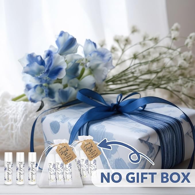 Demissle 50 Pcs Bridal Shower Lip Balm Gift Set with 100 Pcs Organza Bags Thank You Tags 20 Meters Rope wedding Party Favor for Guest Favors Gift Party Decoration Souvenirs(Vintage Flower)