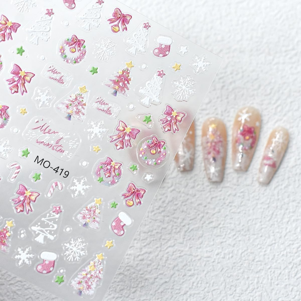 Christmas Nail Art Stickers 3 Sheets 5D Embossed Self Adhesive Nail Decals Snowflake Santa Claus Christmas Tree Elk Reindeer Bow Tie Designs Nail Stickers for Women DIY Manicure Supplies Holiday Gift