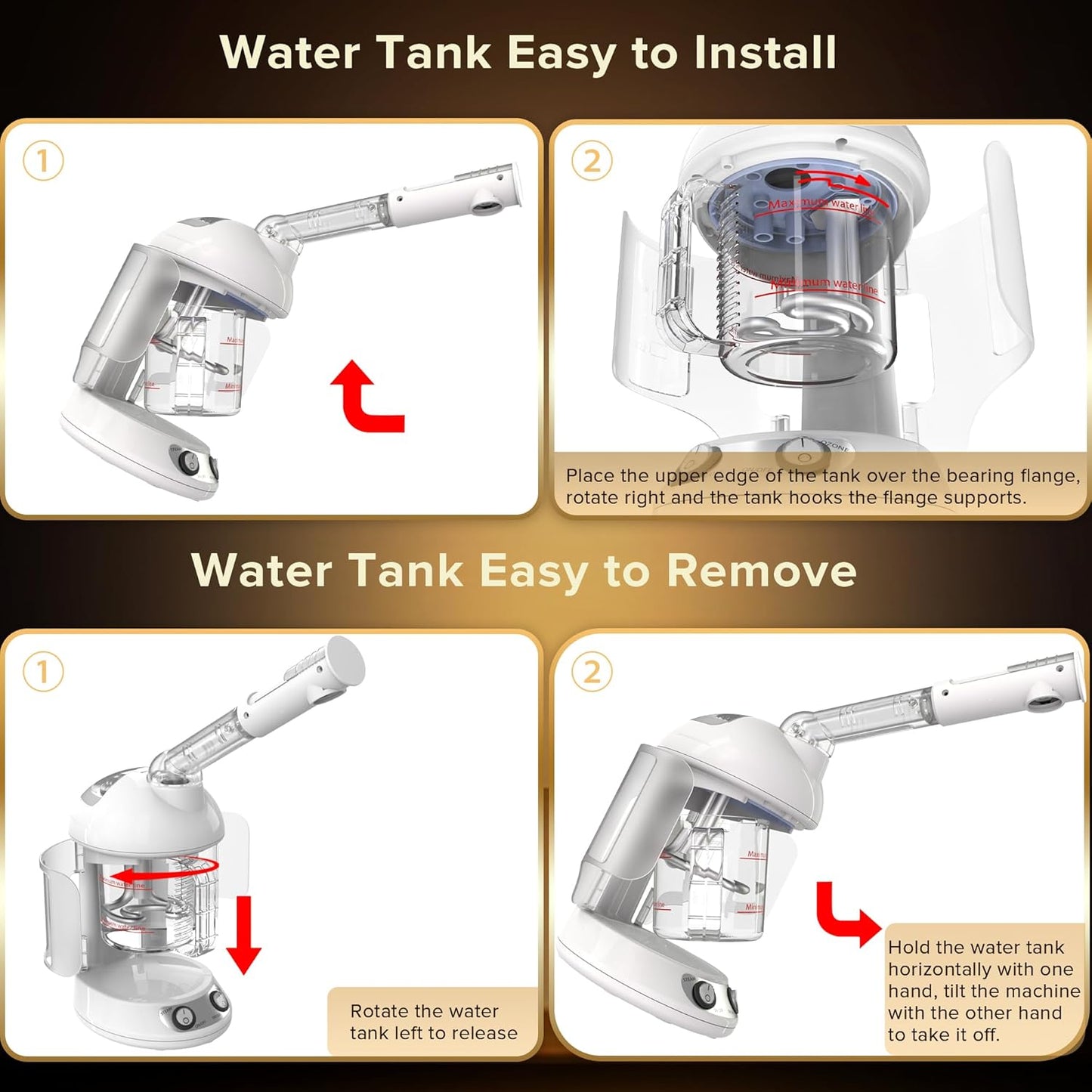 Easy to Clean Facial Steamer, Portable Nano Ionic Face Steamer for Facial Deep Cleaning, with 360° Rotating Arm, 300ML Large Capacity, with Aromatherapy Diffuser, Warm Mist