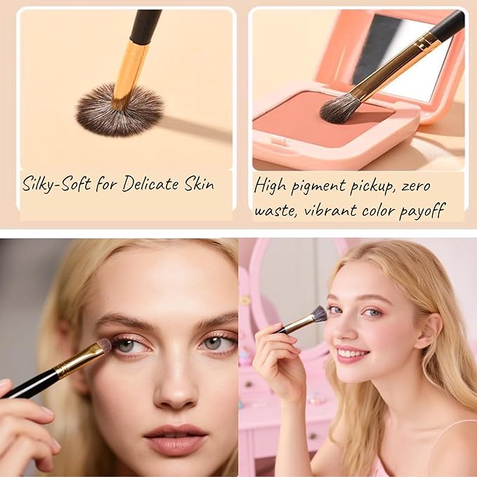 Eyeshadow Makeup Brushes Set with Case 8 PCS Soft Synthetic Hairs Eye Makeup Brushes for Blending Eyebrow Eyeliner Eyeshadow (Black)