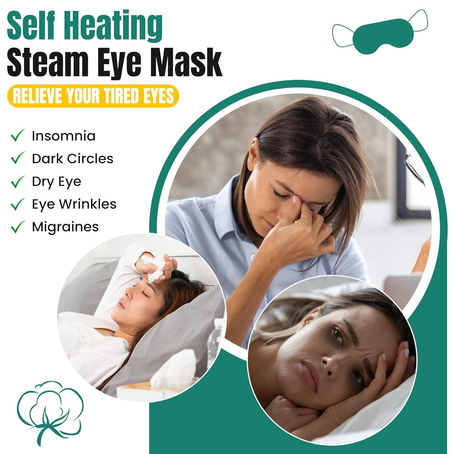 XPCARE 16 Pack Steam Eye Masks for Dry Eyes, Heated Eye Mask Warm Compress for Eyes,Disposable Heated Eye Mask for Dark Circles, Puffy Eyes, Relief Stress Eye Fatigue(Unscented)