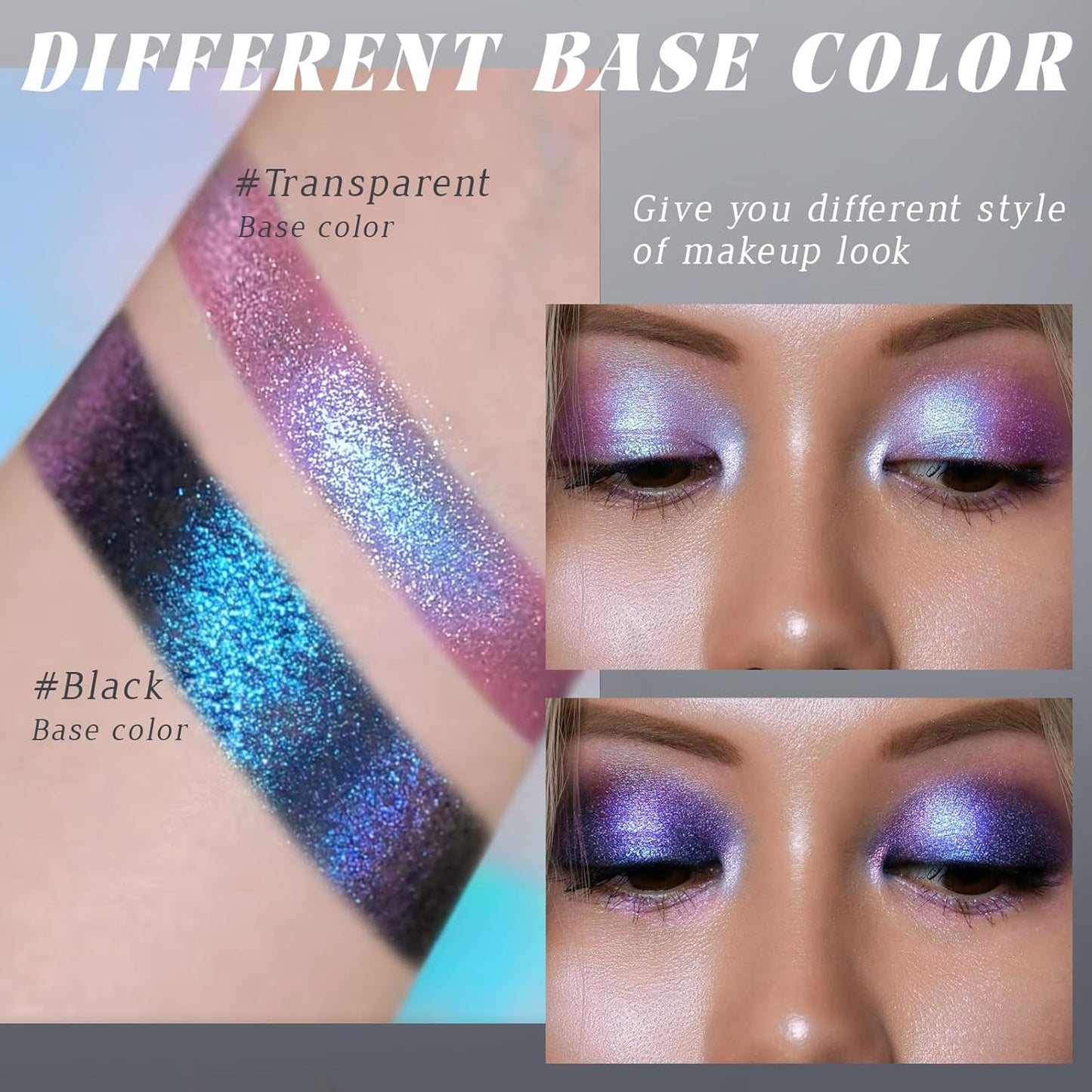 Chameleon Blue Glitter Eyeshadow, Cream to Powder Shimmer Multichrome Single Eyeshadow, Sparkling Holographic Color Shifting Eye Brightener Highlighter Makeup Palette 05