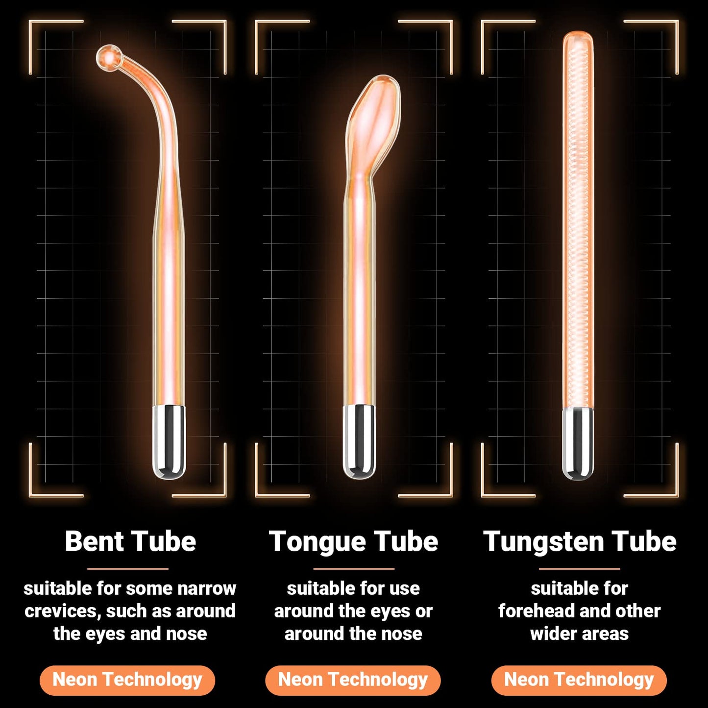 High Frequency Facial Wand - UUPAS Portable High Frequency Facial Machine with 6 Pcs Different Tubes(Orange & Purple)