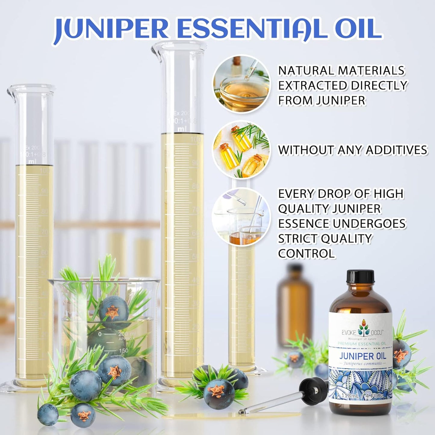EVOKE OCCU Juniper Berry Essential Oil for Relaxation Clean Massage, Add to Diffuser and lotions - 4 Fl Oz