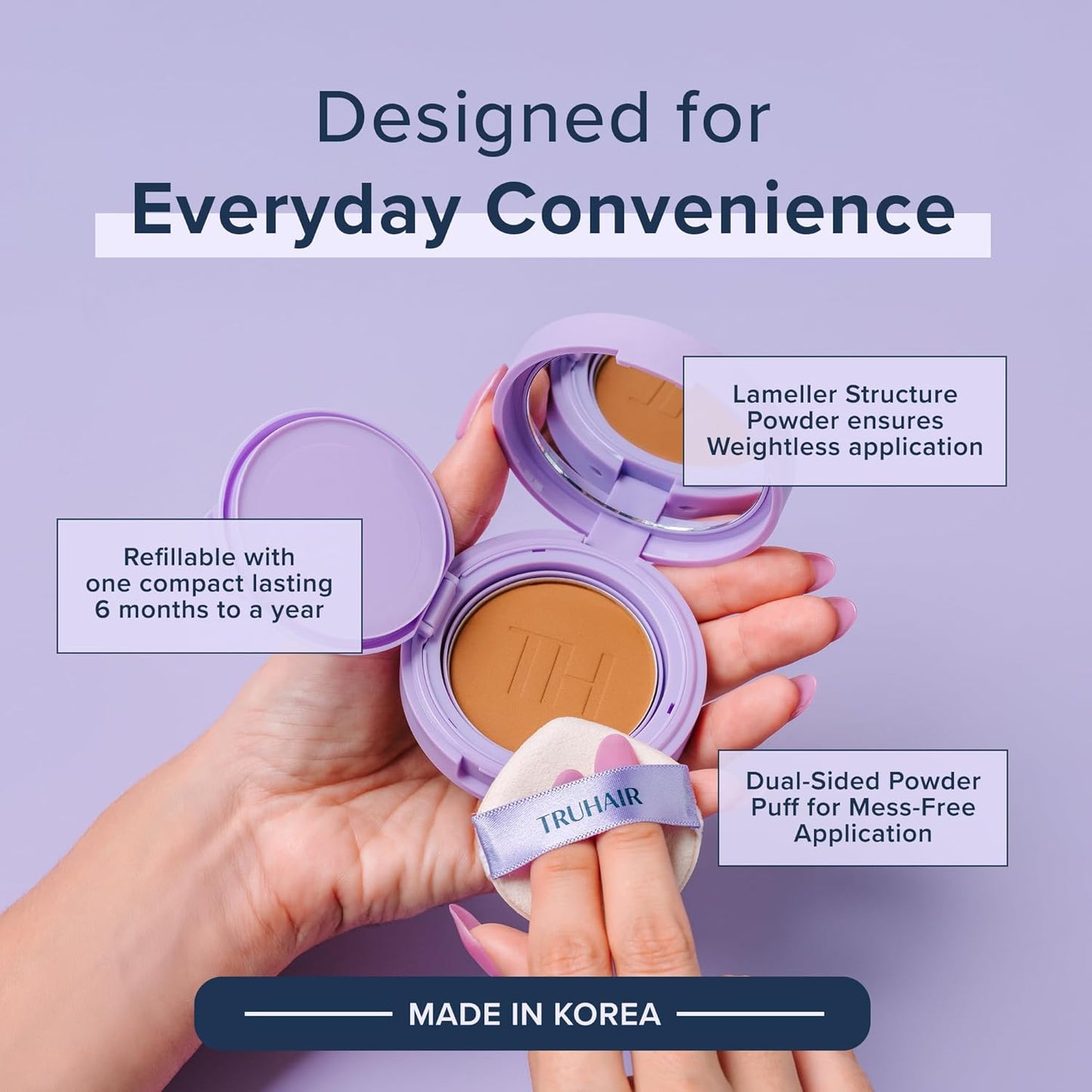 TRUHAIR Root & Scalp Cover Up Pressed Powder Compact, Waterproof, Weightless Hair Coverage & Bald Spot Concealing, Root Touch Up Hair Color for Gray Coverage & Thinning Areas, 0.35 Oz (Dark Brown)